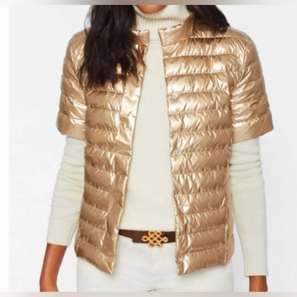 J. McLaughlin Amira Gold Short Sleeve Puffer Jacket - Picture 2 of 9